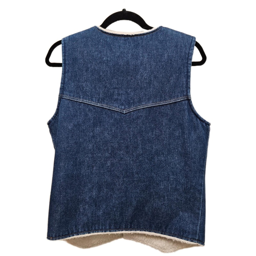 1978 Vintage Wrangler No-Fault Sanfor-Set Sherpa Lined Denim Vest Men's XL READ - Picture 3 of 8